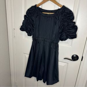 Habitual Girl Black Crushed Satin Bubble Dress Sz 12 Holidays Formal Dance Chic